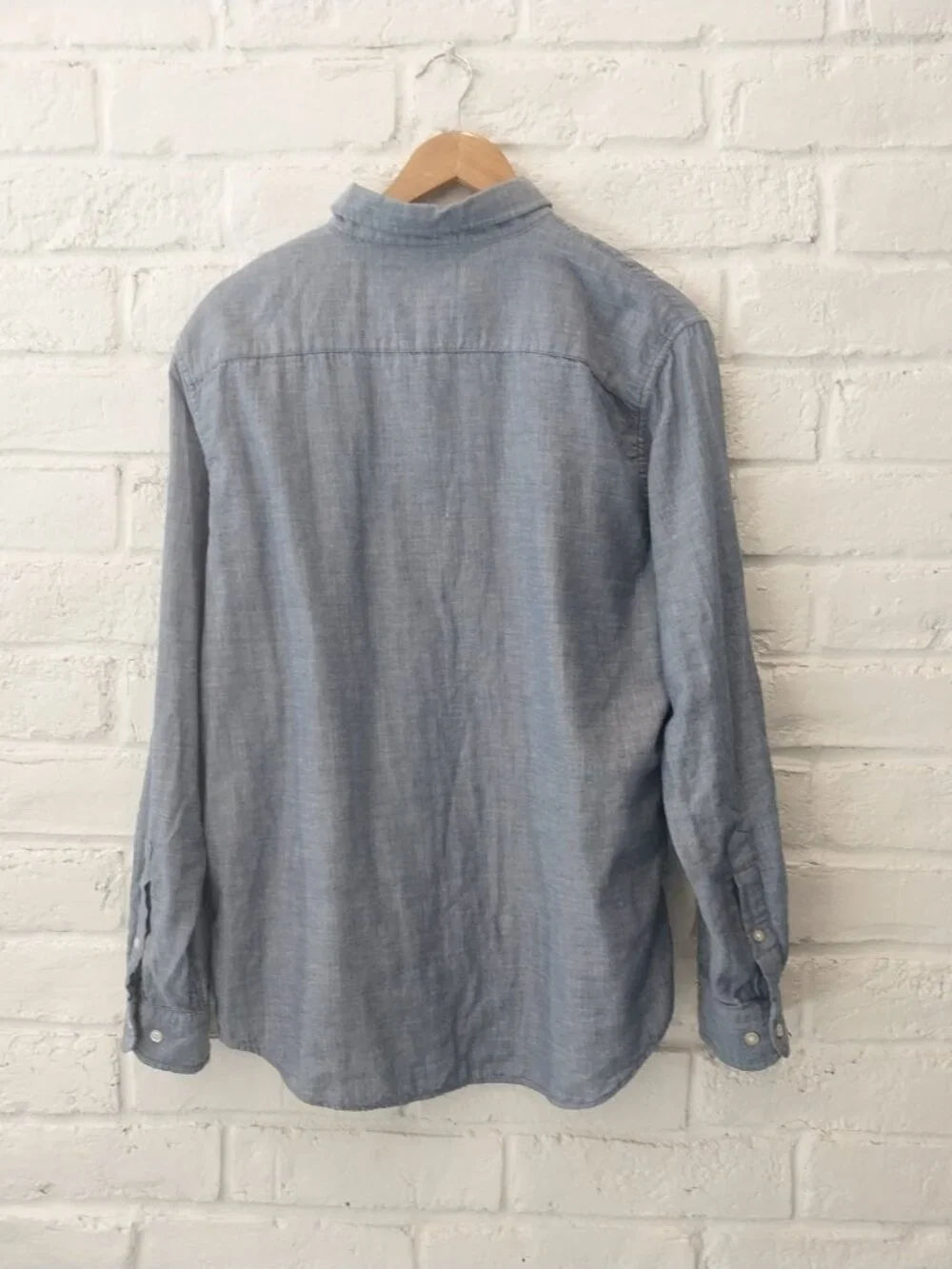 Banana Republic Untucked Slim Fit Double Cloth Blue Shirt Mens L Solid Stripped,